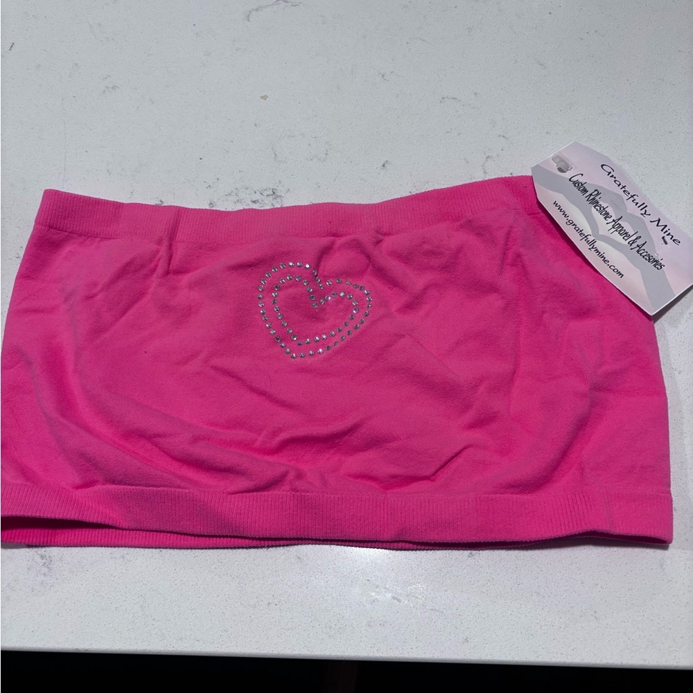 Pink Tube Top with Heart Design